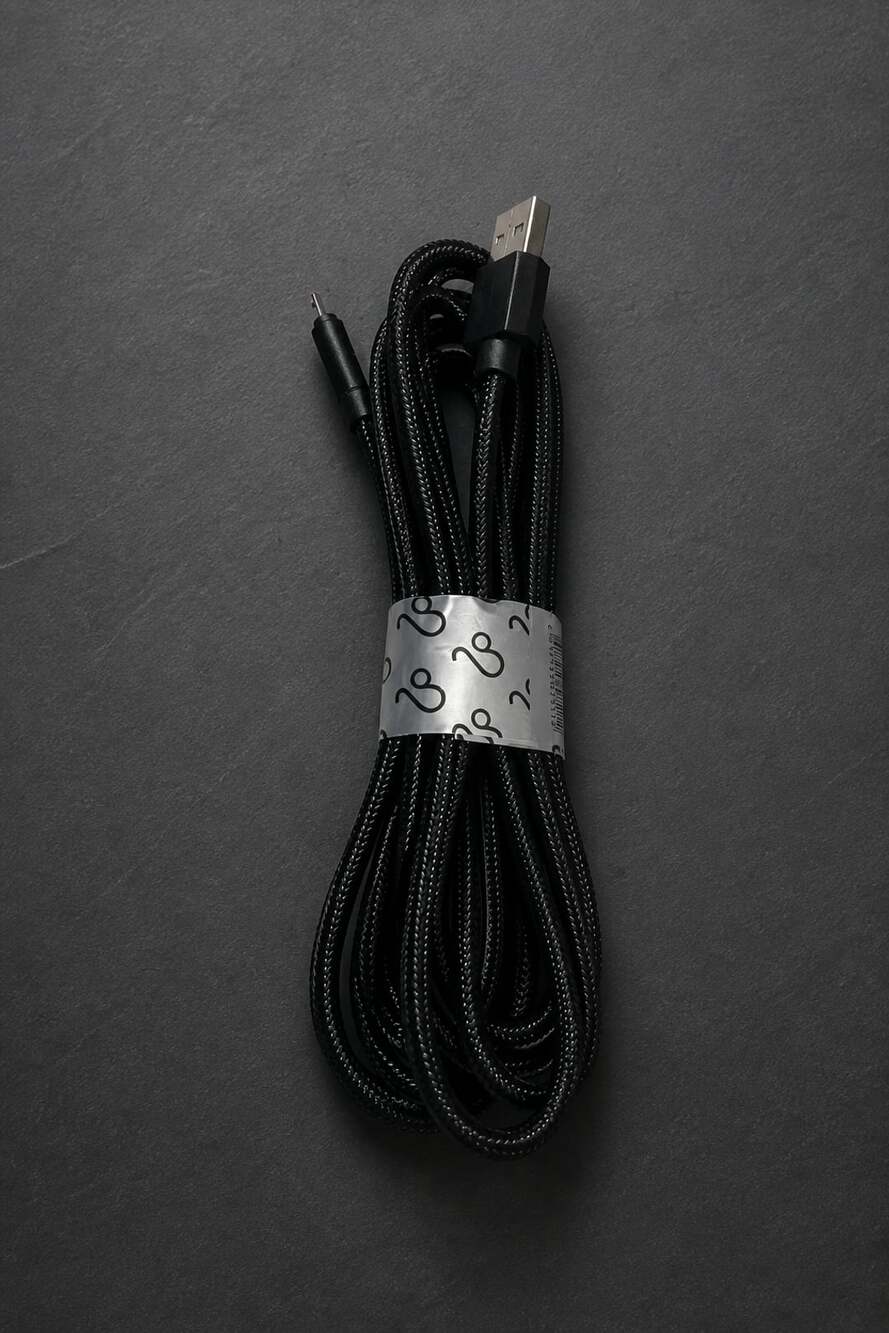 Black Braided USB-A to Micro-USB Charging Cable